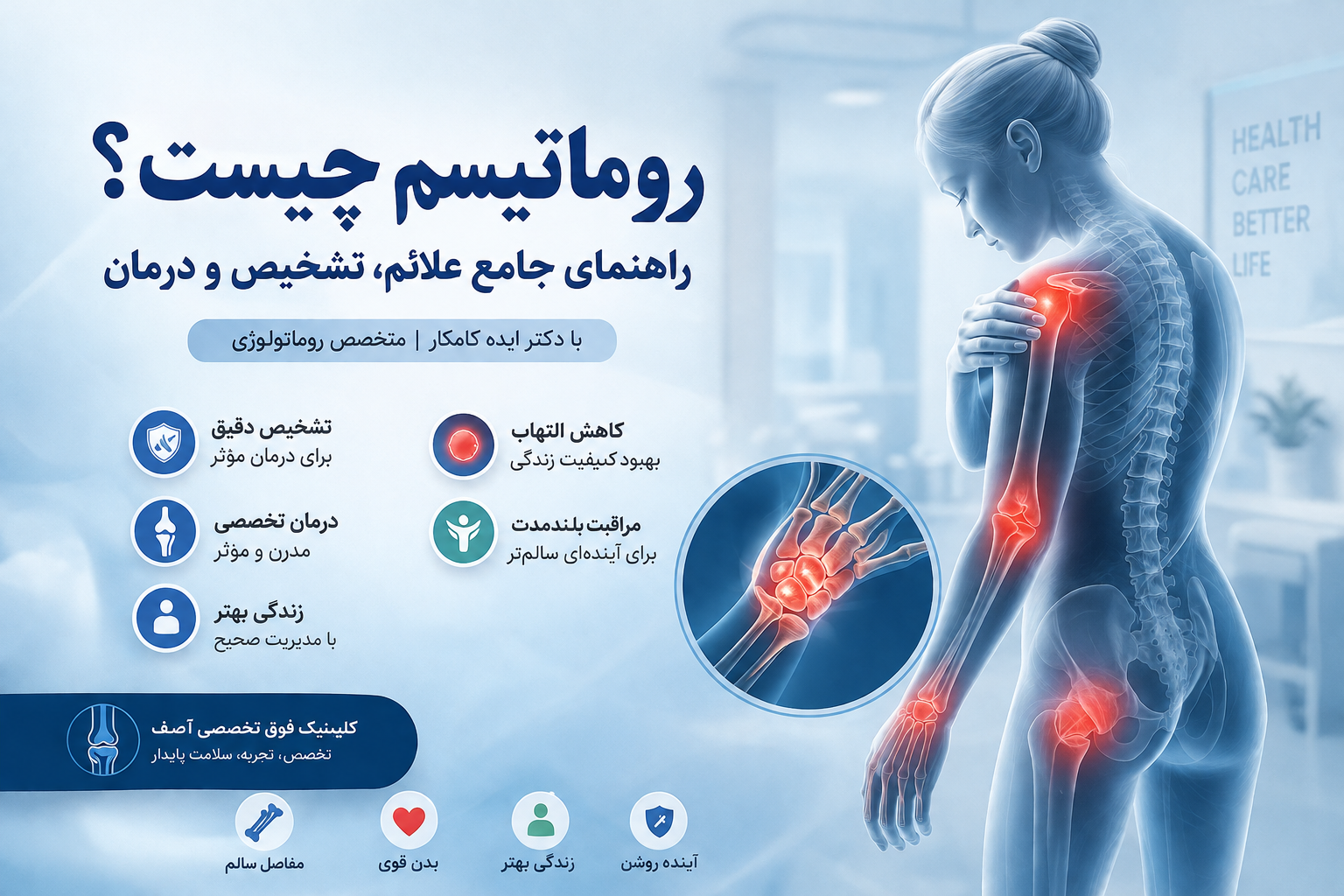 دکتر روماتولوژی ولنجک | خانم دکتر ایده کامکار، متخصص روماتیسم زعفرانیه